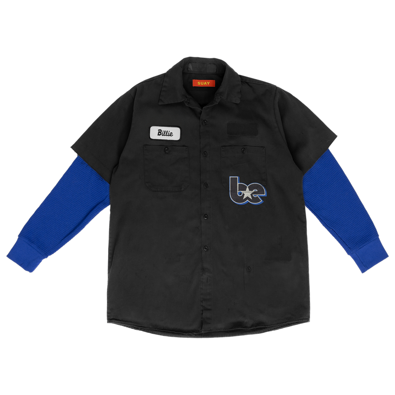 SUAY x Billie Eilish Black Blue Thermal Sleeve Work Shirt