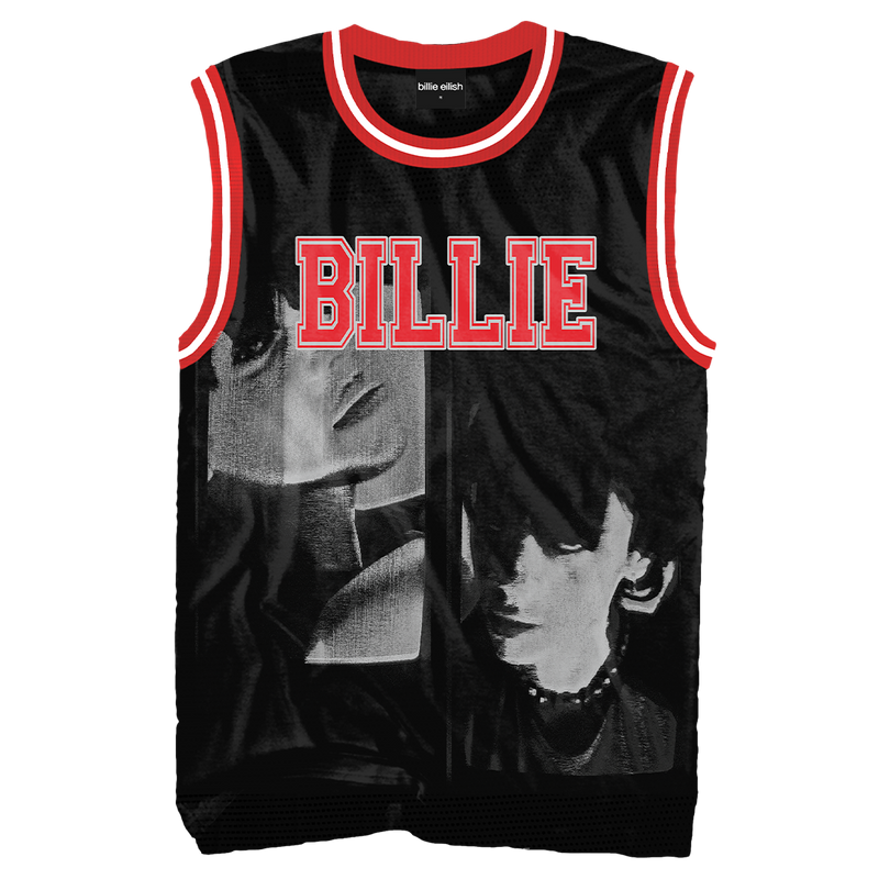 BILLIE EILISH MAILLOT ROUGE ET NOIR