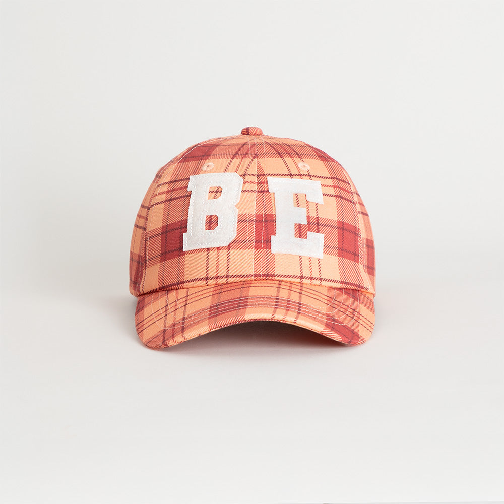 PLAID HAT WITH FELT LOGOS