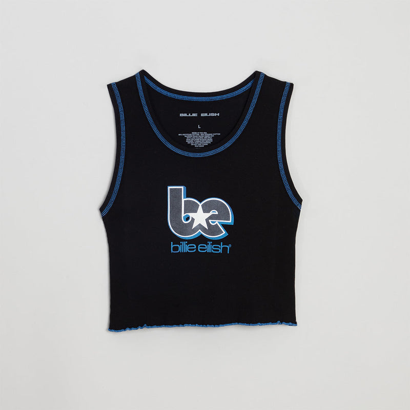 BE CONTRAST LETTUCE EDGE TANK