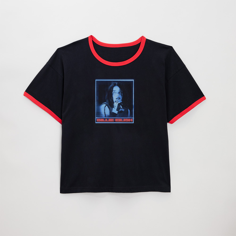 Static Photo Black Red Ringer T-Shirt