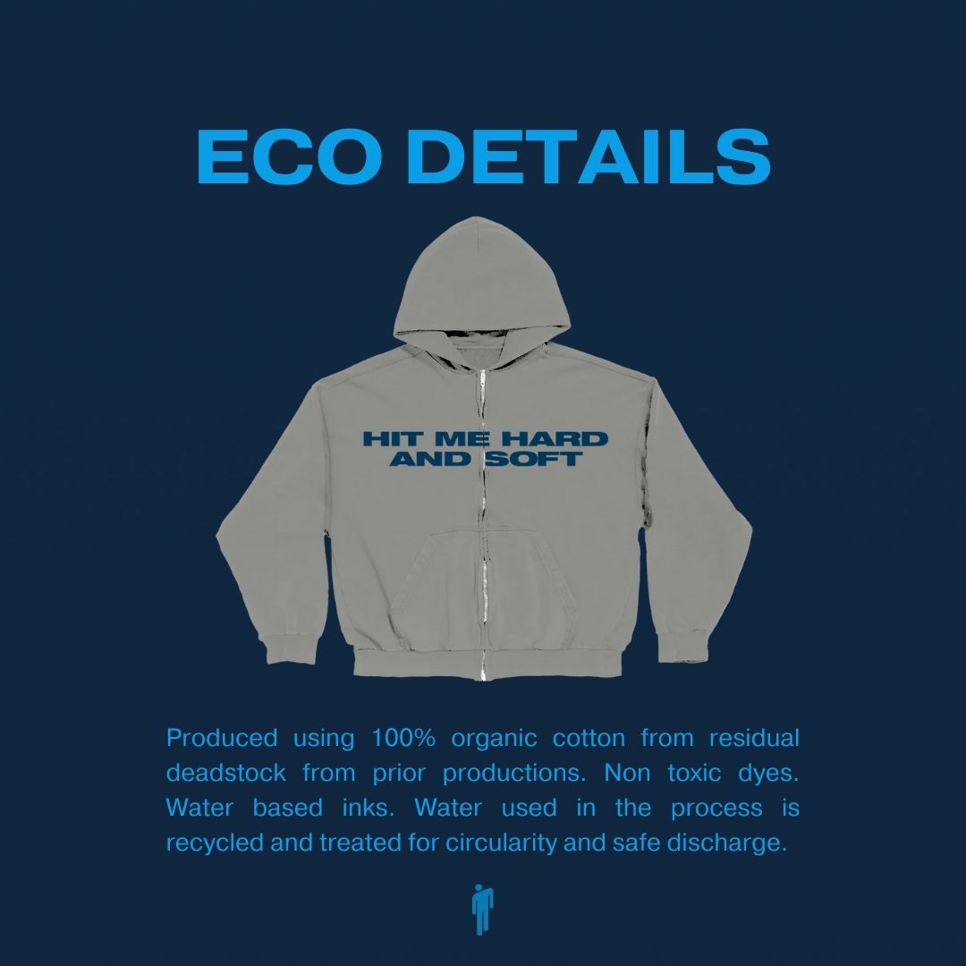 HIT ME HARD AND SOFT Grey Zipper Hoodie