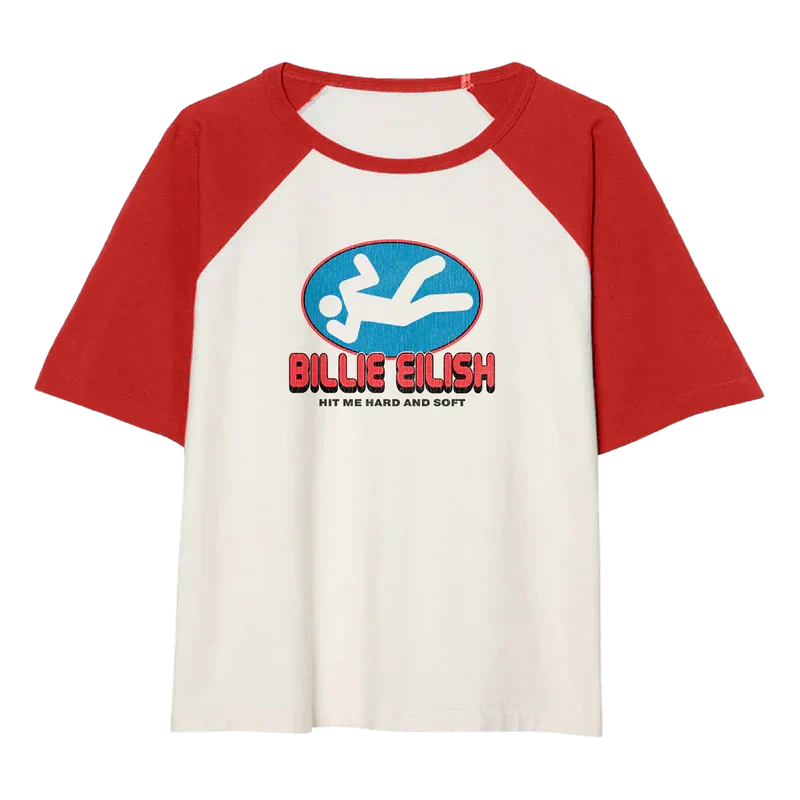 RED AND WHITE RAGLAN DROP SLEEVE TEE